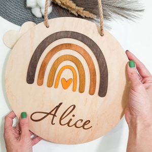 Personalized Wooden Name Sign | Custom Rainbow Baby Name Plaque | Nursery Wall Decor | Kids Room Wall Art | Keepsake for Newborn Girl