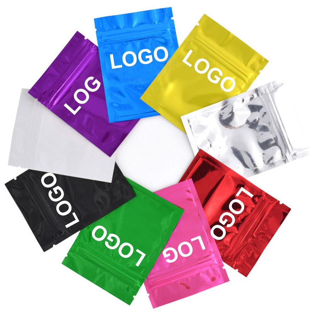 100-pack mylar packaging bags for small business sample bag smell proof  resealable zipper pouch bags jewelry food Lip gloss eyelash phone case  bracelet keychain package supplies etc -front frosted win 