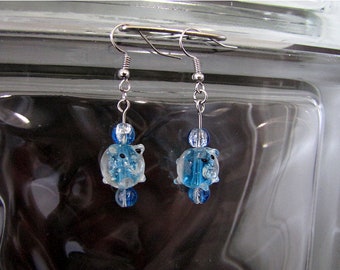 Blue Piggy Beaded Earring Set - Item Number 5411