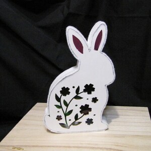White light up bunny with flowers decor - Item Number 1031