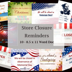Editable Holiday Closure Reminders set