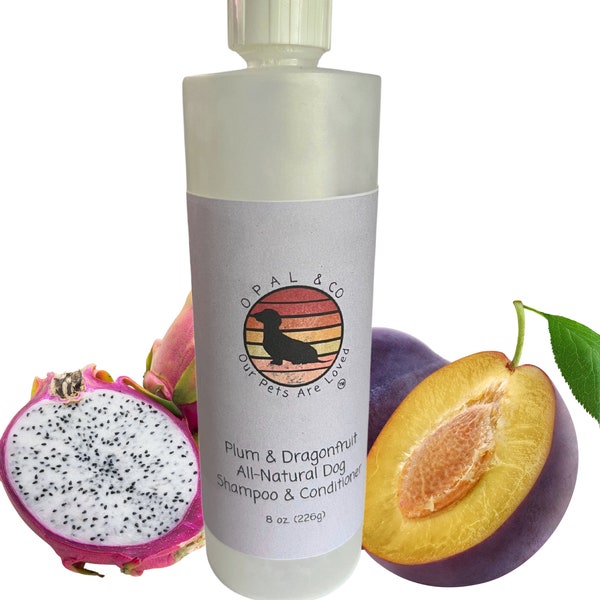 Dog Shampoo and Conditioner - Silky Plum and Dragon Fruit Guava - Soothing Bath for Sensitive Skin, Concentrated Formula - Dilute 1:16