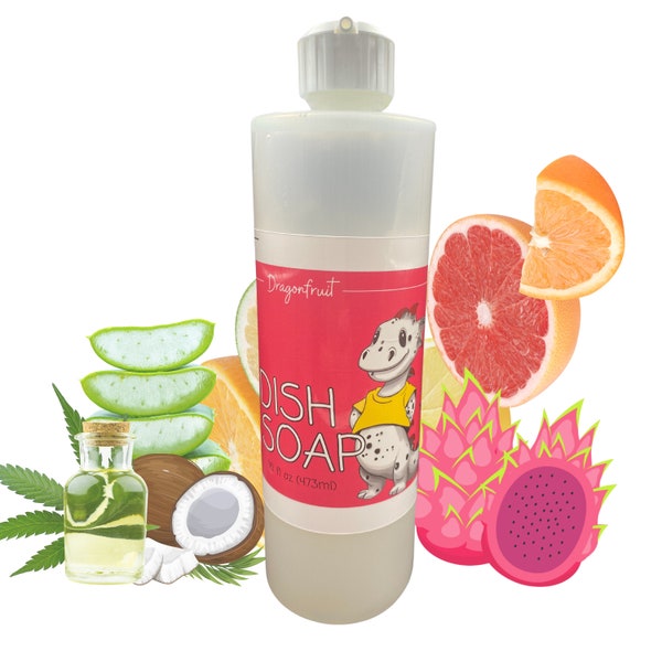 Natural Dish Soap | Hypoallergenic & Plant-Based | Kid and Pet Safe | Eco-Friendly | Cruelty-Free | Exotic Dragonfruit