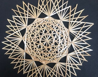 Straw star Rumble, XXL star, diameter approx. 19 cm, gold thread, Christmas, decoration