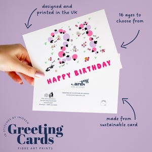 Troupeau de moutons, carte d'anniversaire âge, carte d'anniversaire étape, carte au crochet, carte à tricoter, carte arts textiles, carte d'anniversaire, anniversaire jalon