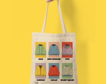 Sweater Catalogue Organic Cotton Tote Bag for Knitting and Crochet Storage