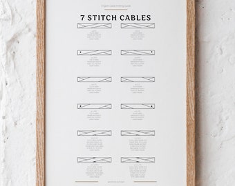 English Knitting Cable Guide, 7 Stitch Cables, Knitting Print, PNG Download, Unframed, A3 size