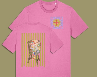 Crochet T-Shirt, Granny Square Illustration, Unisex Crafty Hobby Tee