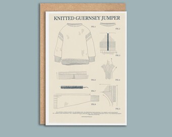 Knitted Greeting Card: Illustrated The Secret Language of Guernsey Jumper, Crafting Technique 7x5" Birthday Card