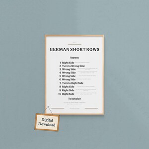 Guía de vueltas cortas en alemán, instrucciones técnicas GSR para tejedores, referencia imprimible de tejido (descarga digital)