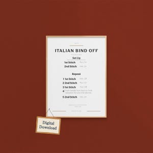 Guia de arremate italiano, instruções de arremate para tricoteiras, referência de tricô para imprimir (download digital)