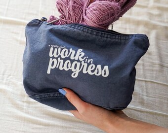 A Really Cool Work In Progress Zip Storage Project Pouch for Knitters, Crocheters and Crafters