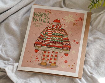 Colourful Warm Wishes This Festive Season Knitted Jumper Christmas Card
