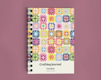 Granny Square Notebook, Crochet Project Log, Fibre Art Heritage Stationery, A5 Spiralbound Journal
