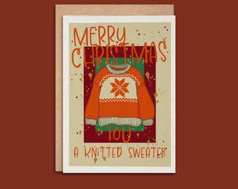 Merry Christmas IOU A Knitted Sweater Christmas Card, Checklist Inside