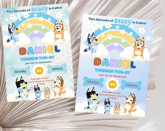 Editable Bluey Birthday Invitation, Kids Party Theme (Digital)