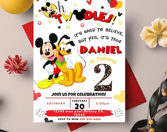 Mickey Mouse 1st Birthday Invitation Template | Cute & Printable Party ...