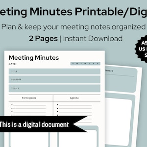 Meeting minutes template meeting notes meeting agenda meeting notes template printable