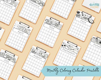Blank Monthly Calendar / Homeschool Morning Menu Pages / Coloring Calendar / Homeschool Calendar / Seasonal Monthly Coloring Pages