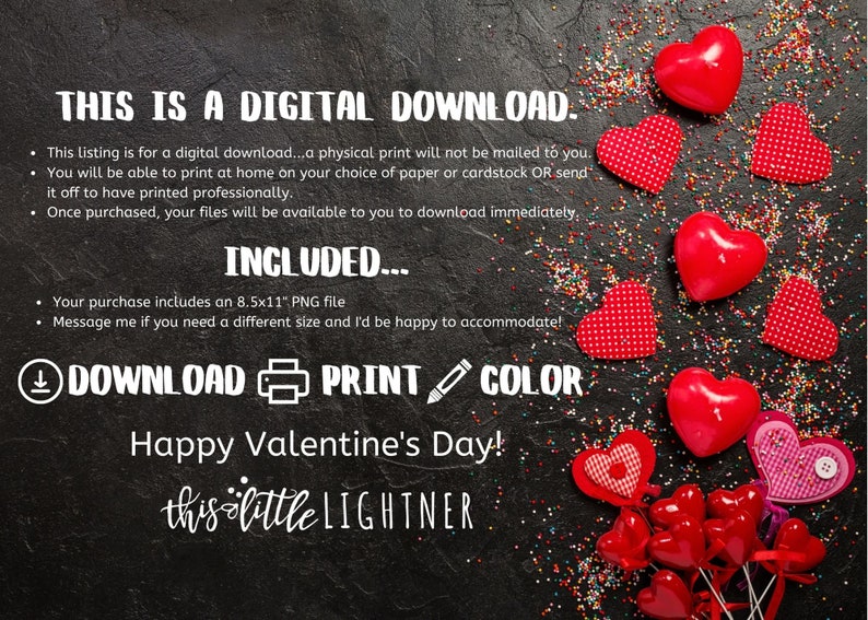 Kids Valentine Coloring Page Placemat | Dinner Placemat | Digital ...