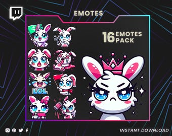 Twitch emotes, Bunny Twitch Emotes | cute bunny emotes, chibi bunny emotes, kawaii bunny emotes, white bunny emotes, meme emotes, discord