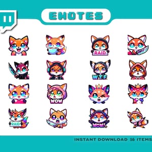 Twitch emotes, Fox Twitch Emotes | cute fox emotes, chibi fox emotes, kawaii fox emotes, cool fox emotes, meme fox emotes, discord emotes