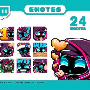 Pink Neon Guy Emotes for Twitch, Discord, and TikTok | Emotes on Sale