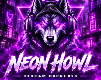 Sobreposições para Twitch, webcam animada, painéis para Twitch, telas para Twitch, transições para Twitch, caixa de bate-papo, banner superior para Twitch, alertas, sobreposições com tema de lobo.