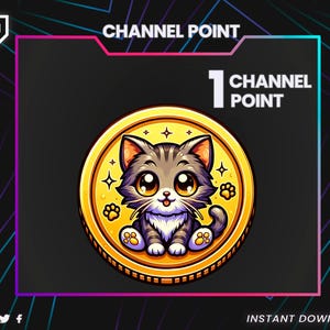 Cat Channel Point – Twitch Channel Points Icon - Custom Reward PNG – Stream Loyalty Points Badge – Instant Download
