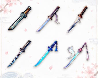Twitch Sub Badges for Streamers / Katana Bit Badges / Samurai Sword Icons / Anime Weapon Pack / RPG Stream Overlay / Red Black Silver