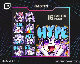 White Purple Unicorn emotes, twitch emotes, twitch sub emotes, discord emotes, text emotes, twitch emotes, chibi emotes, cute emotes
