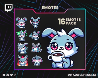 Twitch emotes, Bunny Twitch Emotes | cute bunny emotes, chibi bunny emotes, kawaii bunny emotes, gray bunny emotes, meme emotes, discord