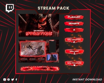 Superpositions Twitch, webcam animée, panneaux Twitch, écrans Twitch, transition Twitch, boîte de discussion Twitch, bannière supérieure Twitch, superposition d&#39;entracte