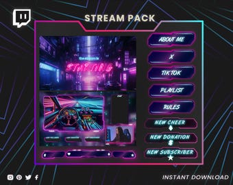 Twitch overlays, animated webcam,twitch panels, twitch screens, twitch transition, twitch chat box, Twitch top banner, Intermission overlay