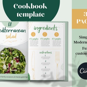 Cookbook template, Recipe template, Recipe book template, Minimalist cookbook template, Custom cookbook template, Modern recipe template