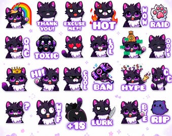 Black Cat Emotes for Twitch, Discord, and TikTok | Emotes on Sale