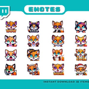 Twitch emotes, Fox Twitch Emotes | cute fox emotes, chibi fox emotes, kawaii fox emotes, cool fox emotes, meme fox emotes, discord emotes