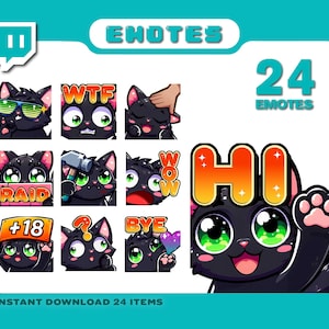 Emotes Black Cat pour Twitch, Discord et TikTok | Émoticônes en Soldes