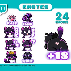 Black Cat-emotes voor Twitch, Discord en TikTok | Emotes in de uitverkoop