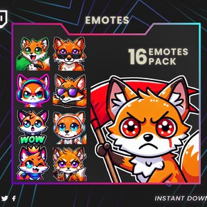 Twitch emotes, Fox Twitch Emotes | cute fox emotes, chibi fox emotes, kawaii fox emotes, cool fox emotes, meme fox emotes, discord emotes