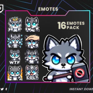 Emote Twitch, Emote Twitch Wolf / emote lupo carine, emote lupo chibi, emote lupo kawaii, emote lupo grigio, emote lupo meme, emote sub
