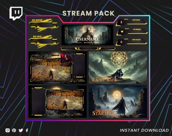 Superpositions de chevaliers médiévaux | Superpositions Twitch, webcam animée, panneaux Twitch, écrans Twitch, transition Twitch, boîte de discussion Twitch, superposition magique