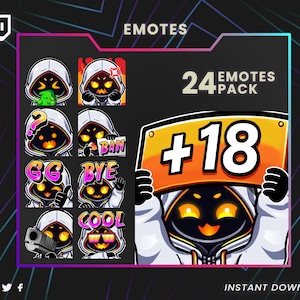 Emotes de mago con sudadera de neón para Twitch, Discord y TikTok / Emotes en oferta