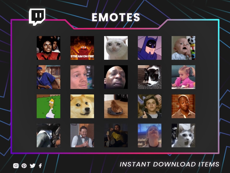 70 Cute and Funny Meme Emotes for Twitch and YouTube and Discord and Kick - GIF Instant Download Pack image 9