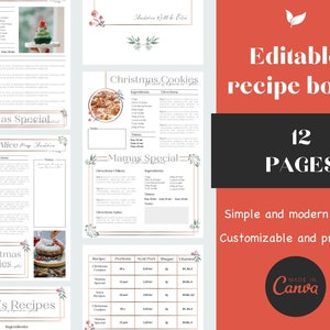 A4 Recipe template, Christmas recipe page, recipe cards, recipe printable , recipe card template, recipe planner, recipe page