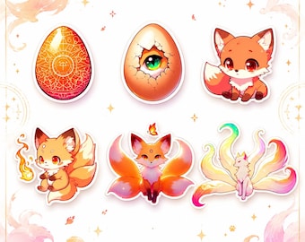 Twitch Sub Badges for Streamers / Six Tailed Fox Bit Badges / Spirit Fox Gamer Icons / Kitsune Badge Pack for Twitch / Stream Overlay