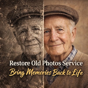 Serviço de restauração de fotos antigas: reviva suas memórias, conserte fotos danificadas, colorize fotos, repare arranhões e melhore imagens desfocadas.