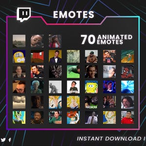 Ultimate 70 Animated Meme Emote Pack for Twitch, Discord, Kick & YouTube | Funny Viral Emotes Bundle, GIF Emotes, Sub Emotes, Tiktok Emotes
