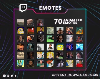 Ultimate 70 Animated Meme Emote Pack for Twitch, Discord, Kick & YouTube | Funny Viral Emotes Bundle, GIF Emotes, Sub Emotes, Tiktok Emotes