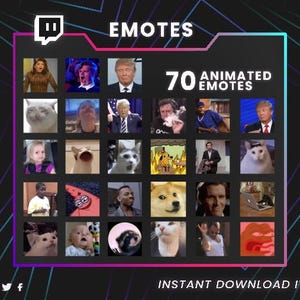 70 Cute and Funny Meme Emotes for Twitch and YouTube and Discord and Kick - GIF Instant Download Pack